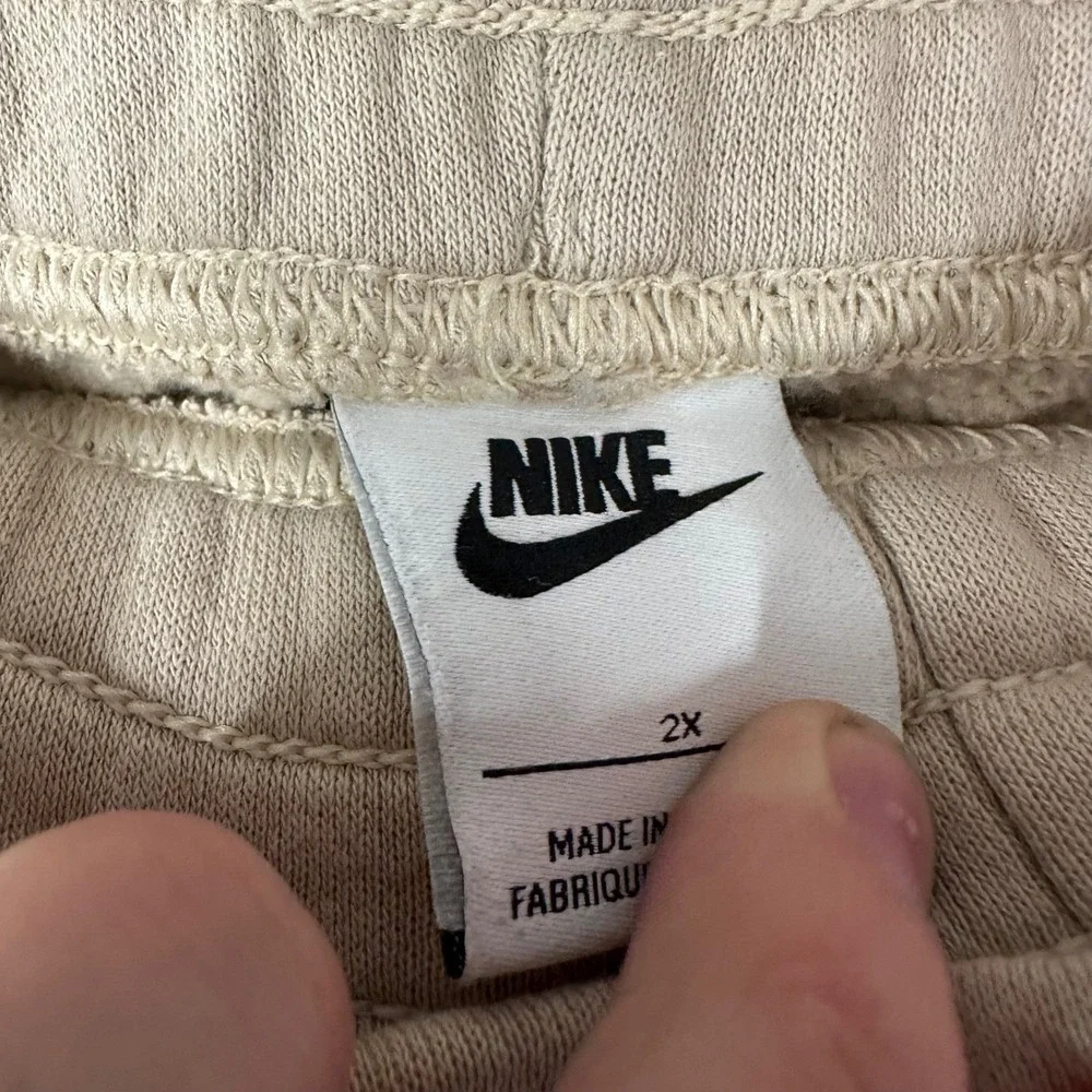 Nike Phoenix Fleece High Waisted Joggers Tan Beige Plus Size 2X Pintuck‎ Seam